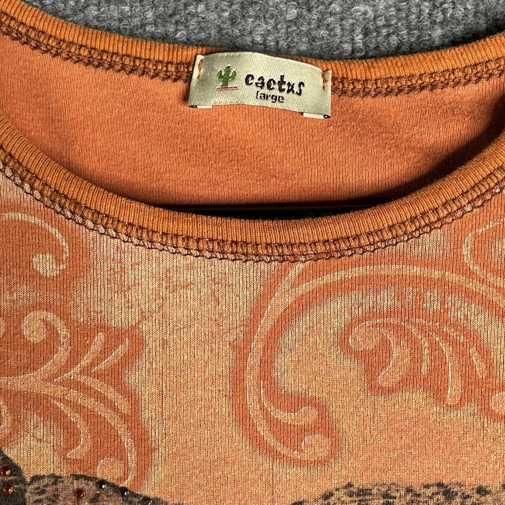 Cactus Top Women Large Western Desert Graphic Southwestern Landscape Saguaro Y2K - Picture 3 of 8